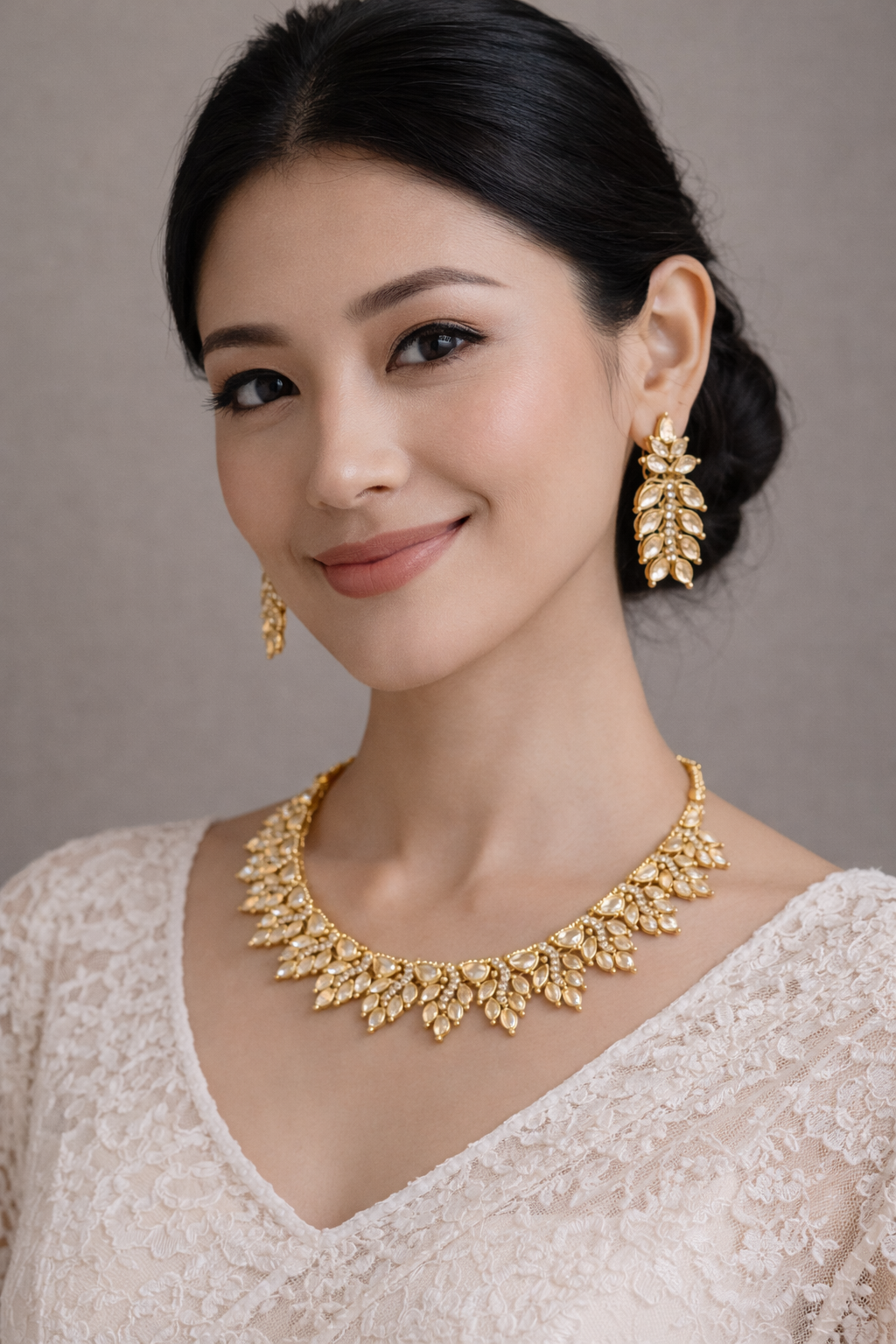 Vellorene Gold Plated Kundan Statement Jewellery Set