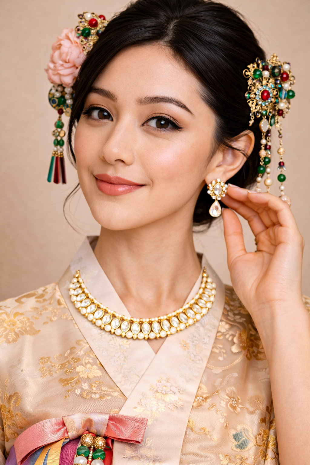 Vellorene Kundan Pearl Choker Jewellery Set