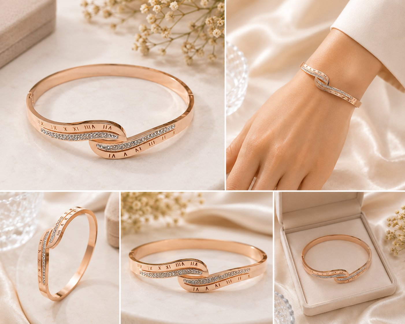 Vellorene Rose Gold Infinity Crystal Bracelet
