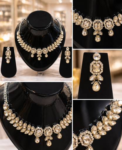 Vellorene Champagne Crystal Statement Necklace Set