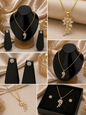 Vellorene crystal floral drop pendant necklace on black display bust