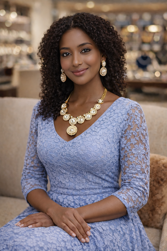 Vellorene Crystal Disc Necklace Set – Elegant Statement Fashion Jewelry
