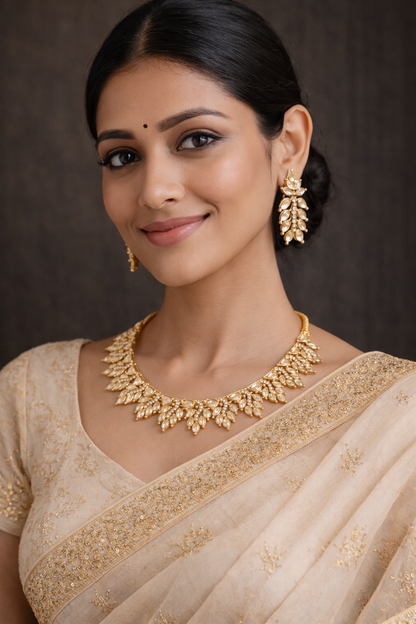 Vellorene Gold Plated Kundan Statement Jewellery Set