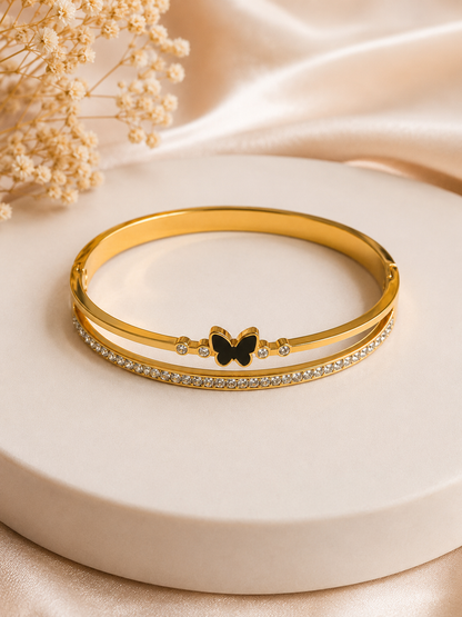 Vellorene Butterfly Crystal Gold-Plated Bracelet for Women