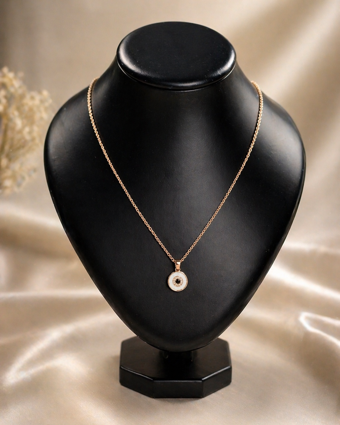 Vellorene Minimal Evil Eye Pendant Necklace – Rose Gold Tone Everyday Luxury