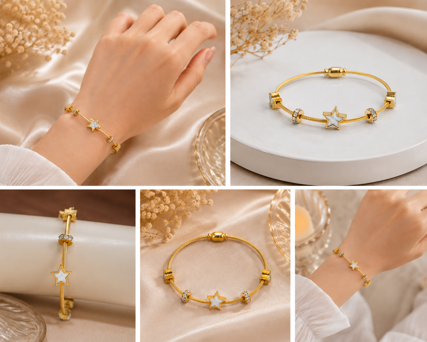 Vellorene Celestia Star Charm Gold Bracelet for Women