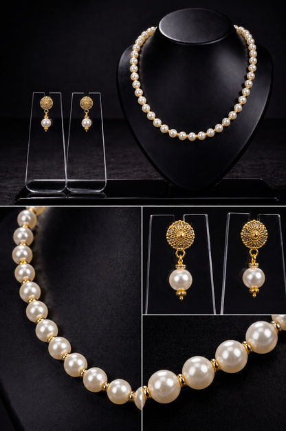 Vellorene Heritage Pearl Drop Necklace Set