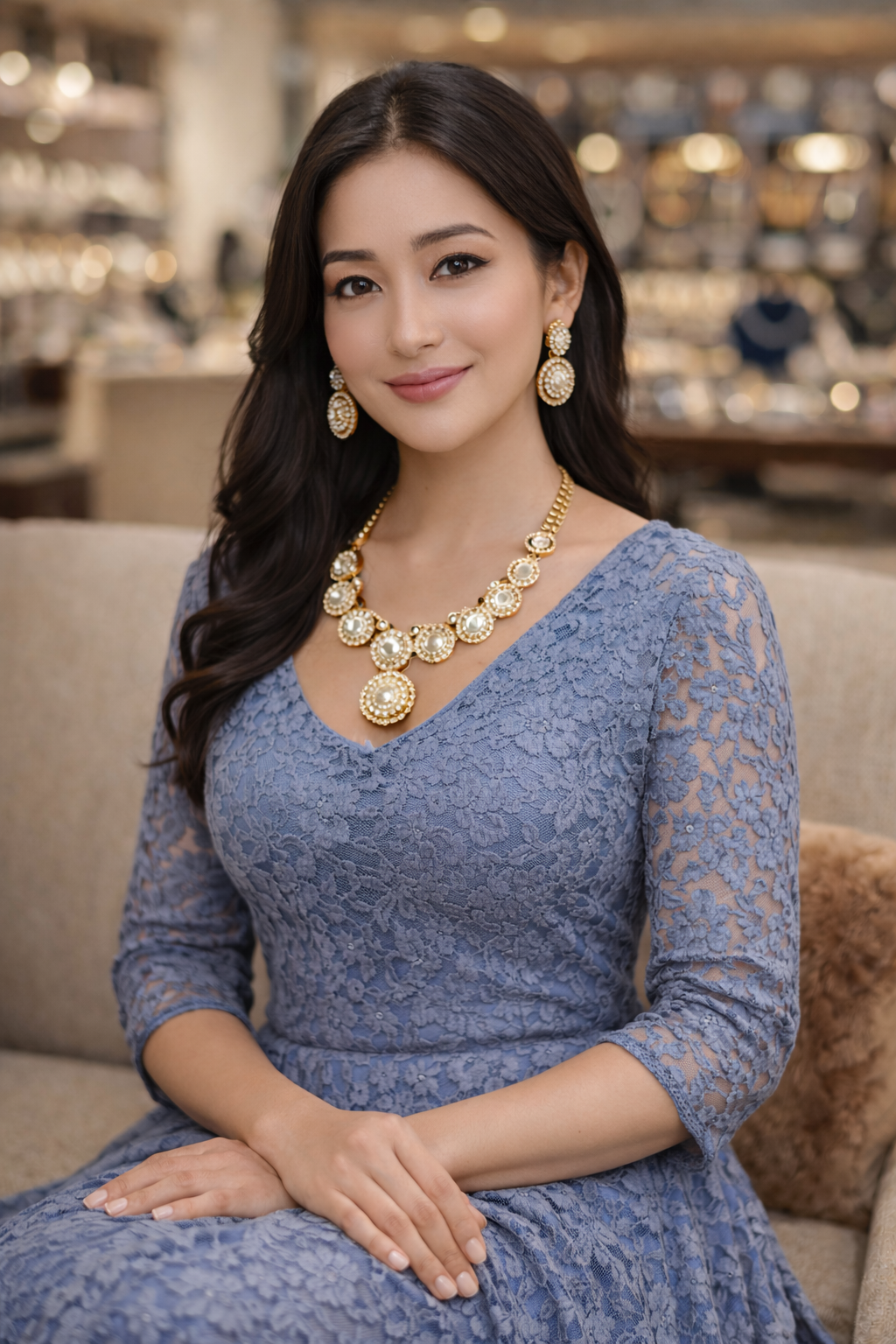 Vellorene Crystal Disc Necklace Set – Elegant Statement Fashion Jewelry