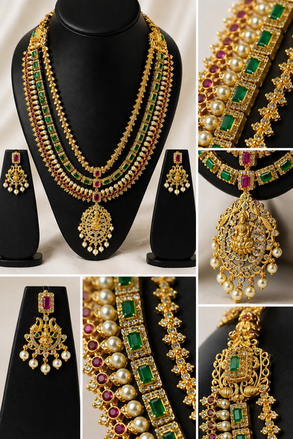 Vellorene Grand Heritage Layered Temple Necklace Set