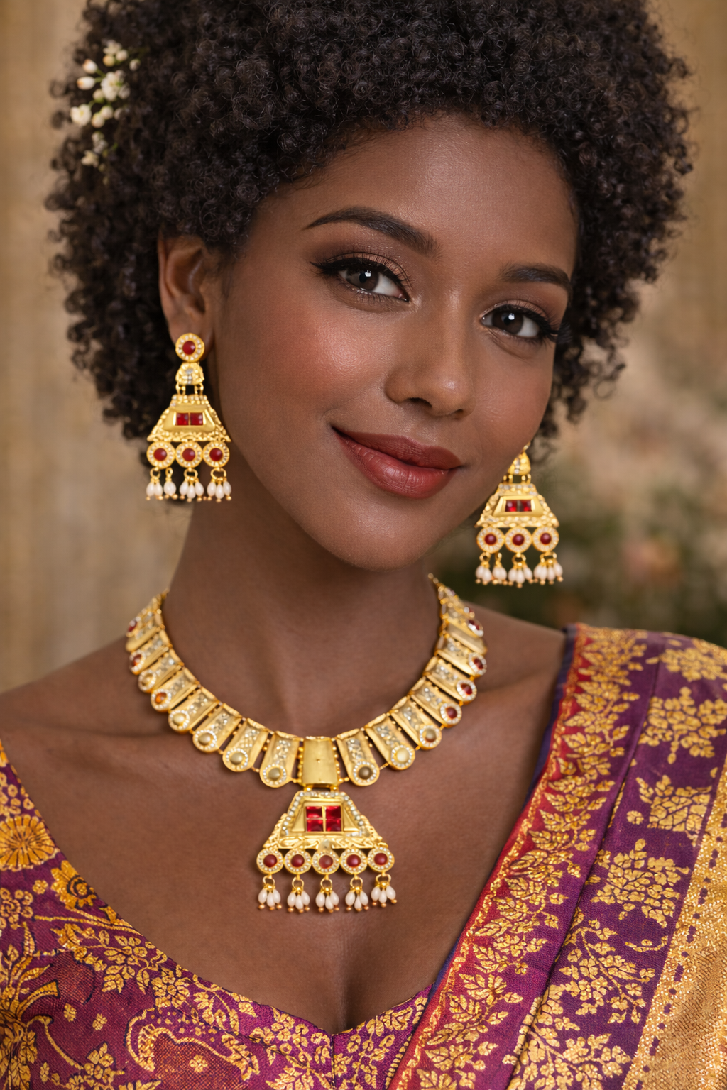 Vellorene Royal Temple Necklace Set – Heritage Statement Fashion Jewelry
