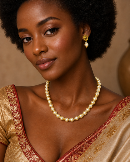 Vellorene Classic Pearl Harmony Necklace Set