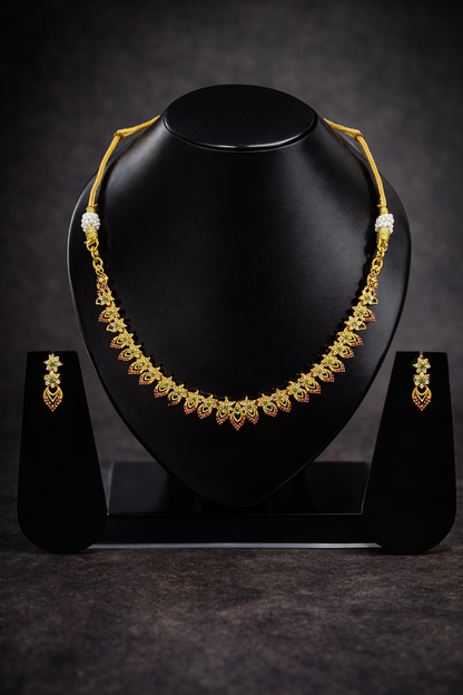 Vellorene Heritage Floral Necklace Set – Elegant Festive Fashion Jewelry