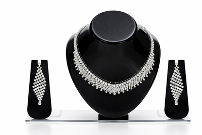 Vellorene Frostline Crystal Fringe Necklace Set