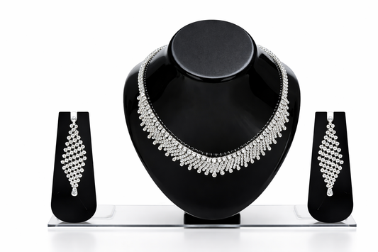 Vellorene Frostline Crystal Fringe Necklace Set