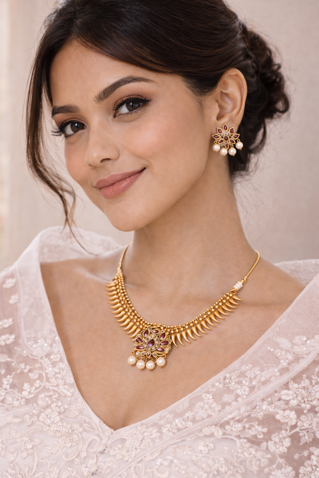 Vellorene Spike Statement Necklace Set – Contemporary Traditional Fusion Jewelry
