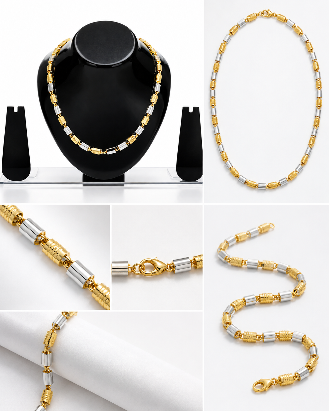 Vellorene Axis Dual-Tone Chain Necklace