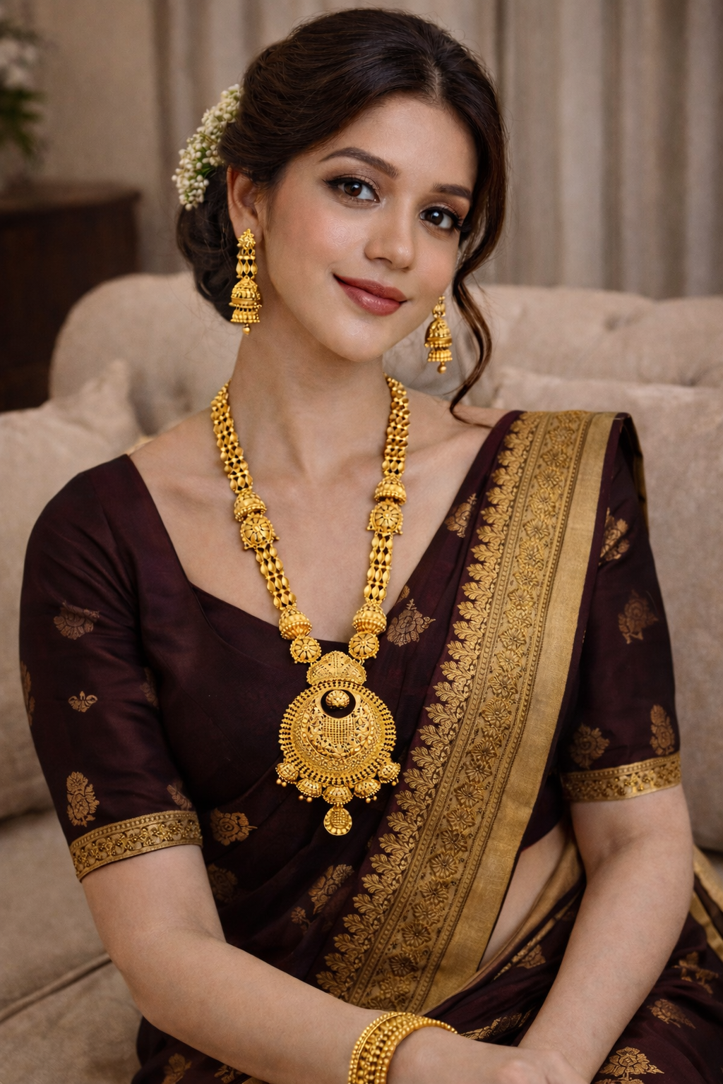 vellorene long bridal necklace set gold tone heritage fashion jewelry with large pendant and matching earrings