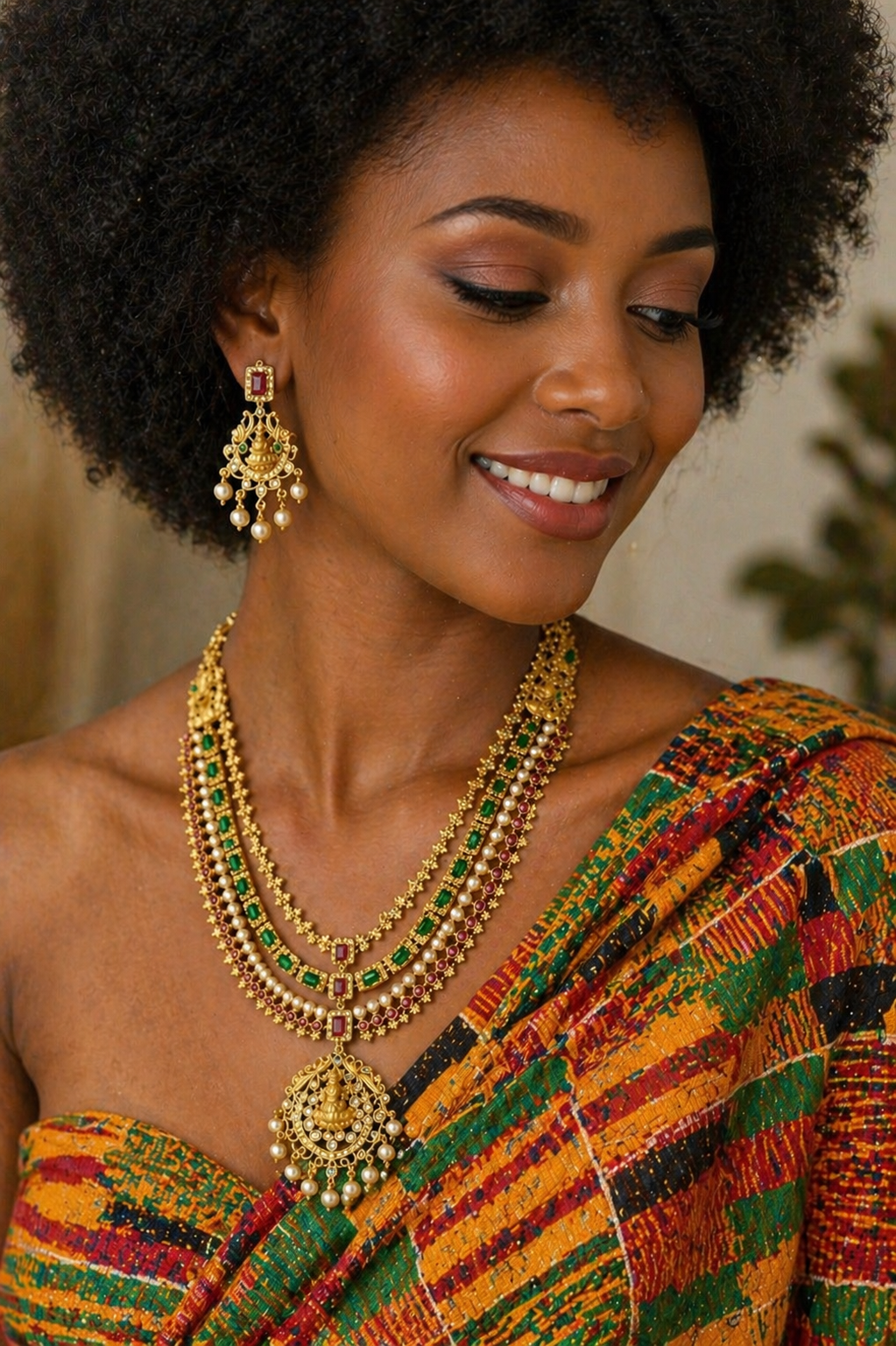 Vellorene Grand Heritage Layered Temple Necklace Set