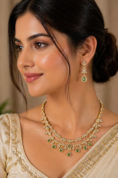 Vellorene Emerald Drop Luxe Necklace Set