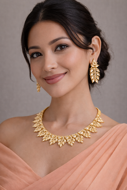 Vellorene Gold Plated Kundan Statement Jewellery Set