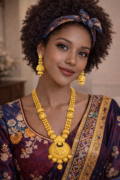 Vellorene Grand Heritage Long Necklace Set – Bridal Statement Fashion Jewelry