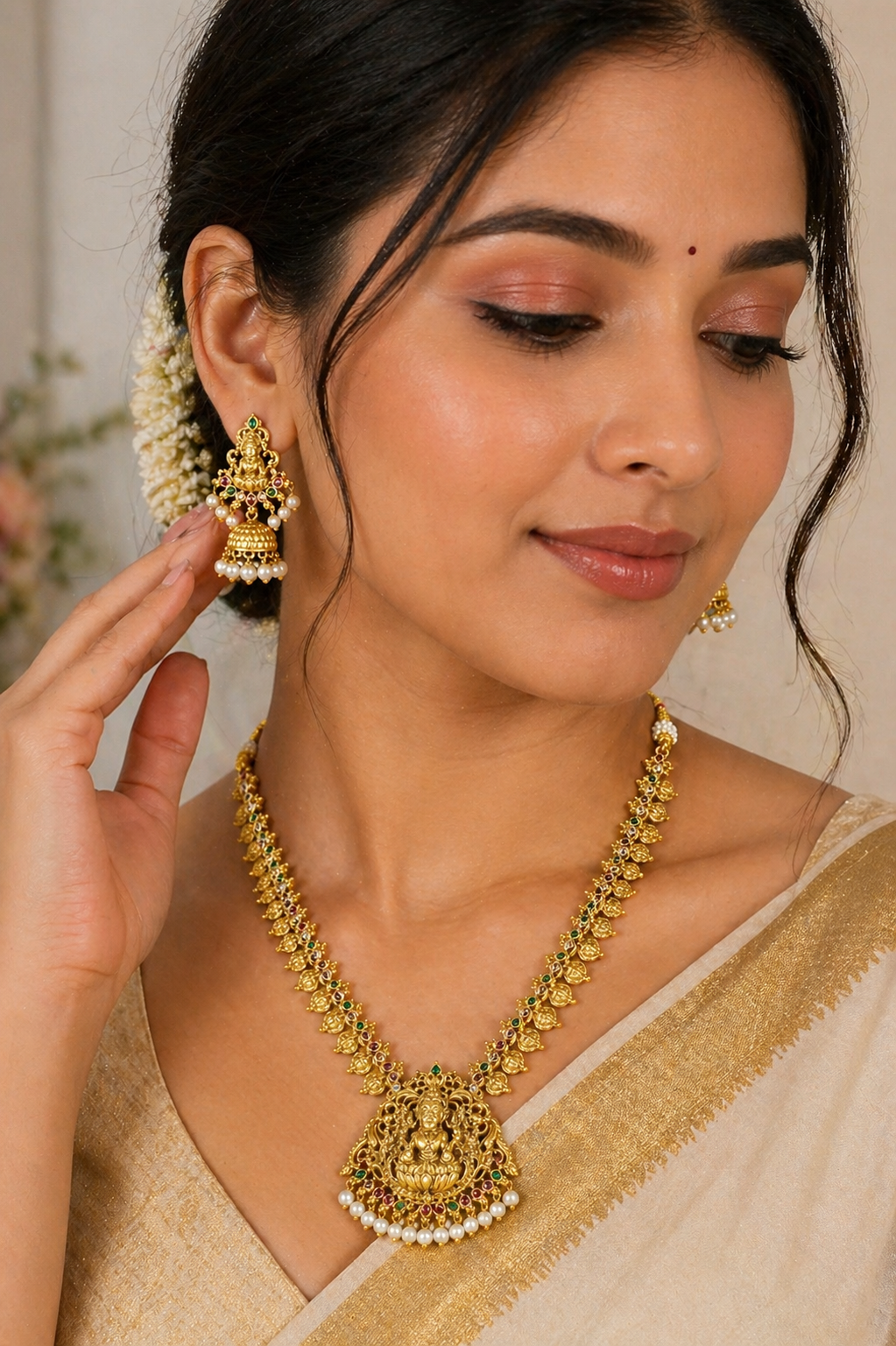 Vellorene Temple Heritage Lakshmi Necklace
