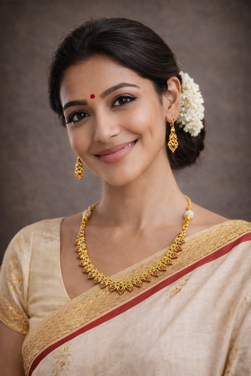 Vellorene Heritage Floral Necklace Set – Elegant Festive Fashion Jewelry