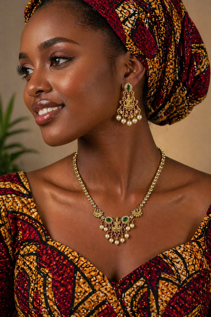 Vellorene Royal Lakshmi Pearl Necklace Set