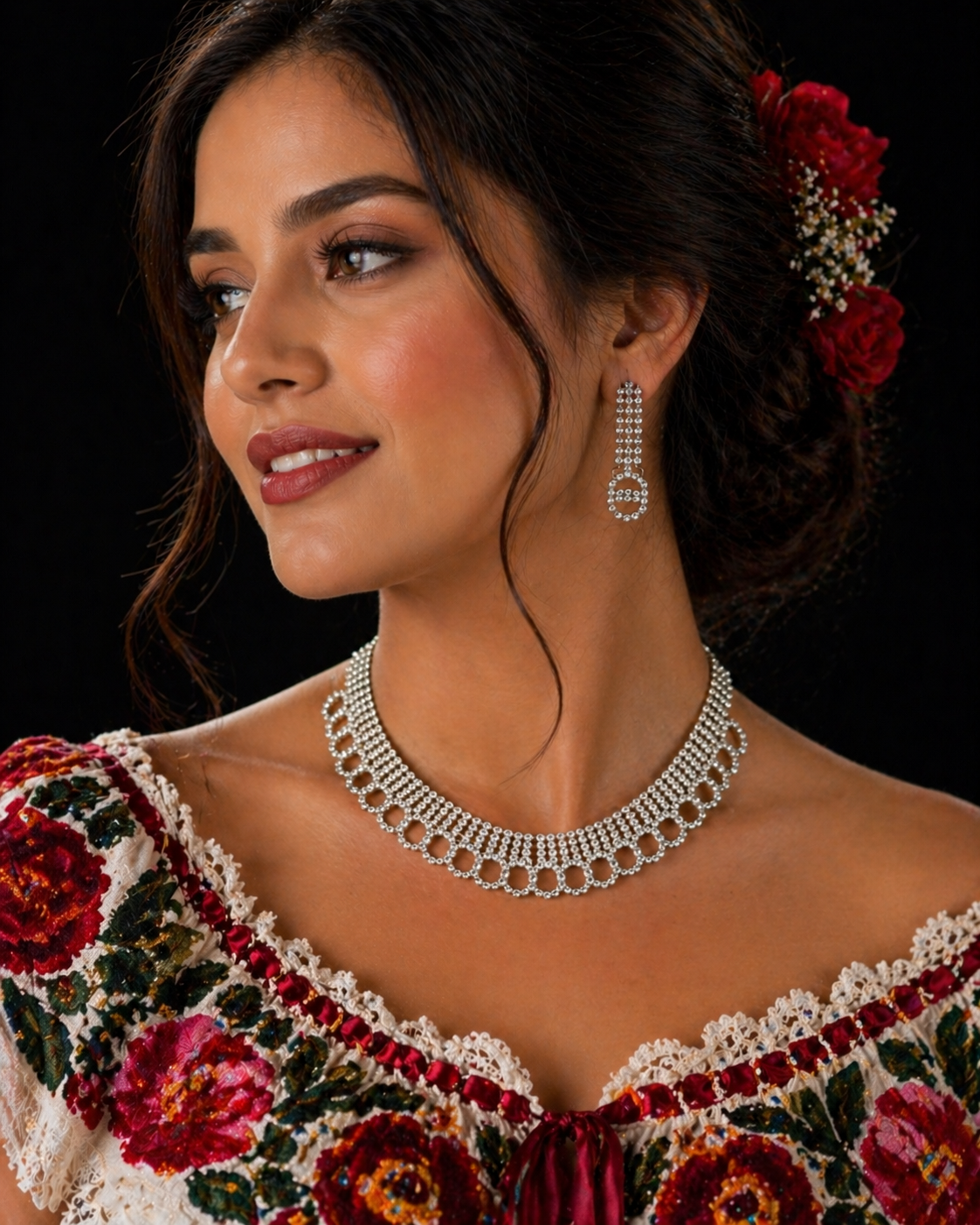 Vellorene Noir Radiance Statement Necklace Set