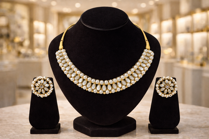 Vellorene Kundan Pearl Bridal Jewellery Set