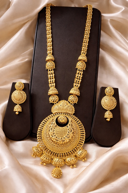 Vellorene Grand Heritage Long Necklace Set – Bridal Statement Fashion Jewelry