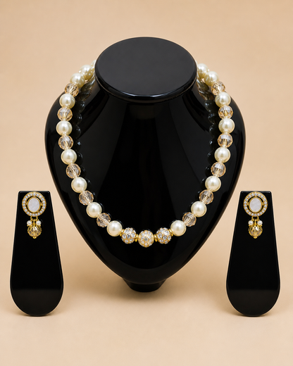 Vellorene Luxe Pearl Crystal Beaded Necklace Set