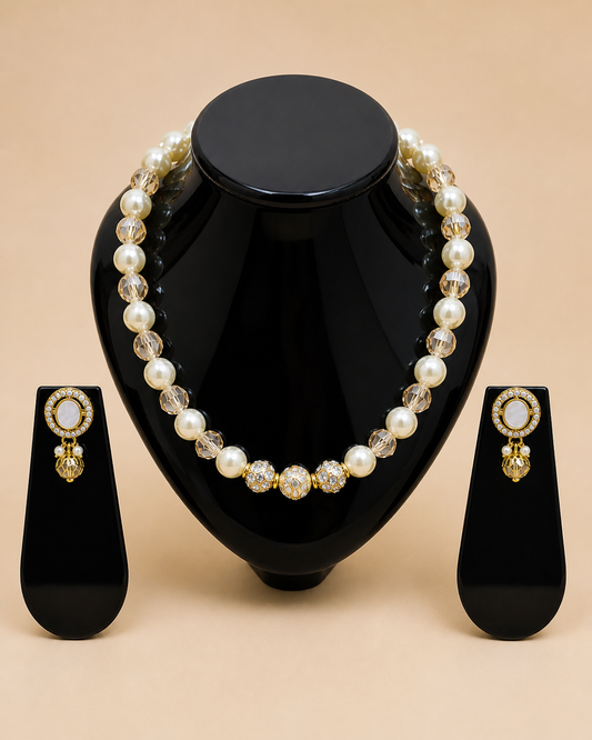 Vellorene Luxe Pearl Crystal Beaded Necklace Set