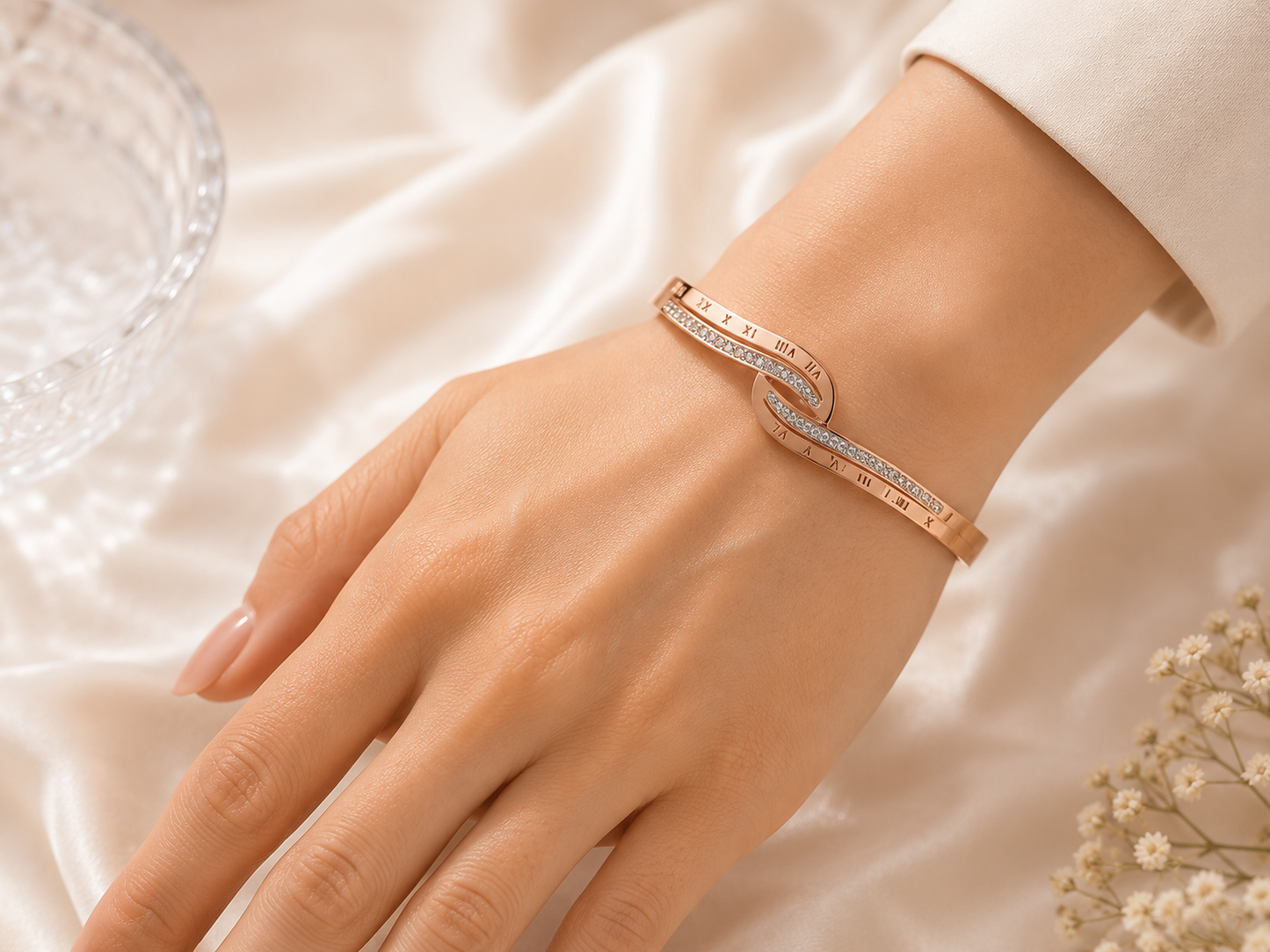 Vellorene Rose Gold Infinity Crystal Bracelet