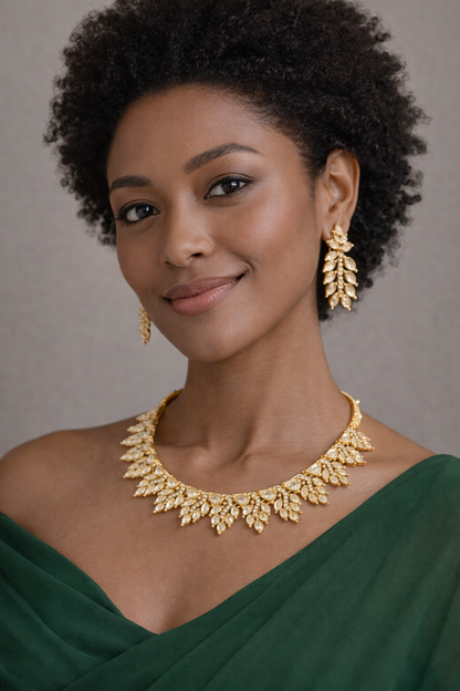 Vellorene Gold Plated Kundan Statement Jewellery Set