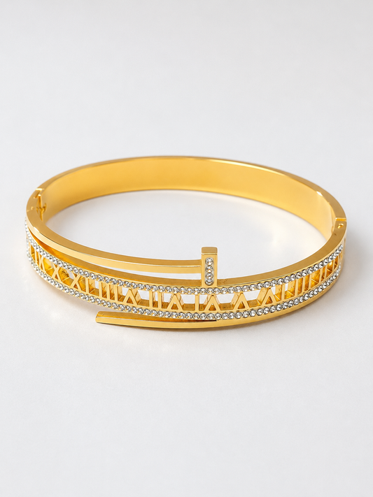 Vellorene Geometric Crystal Gold Bracelet for Women