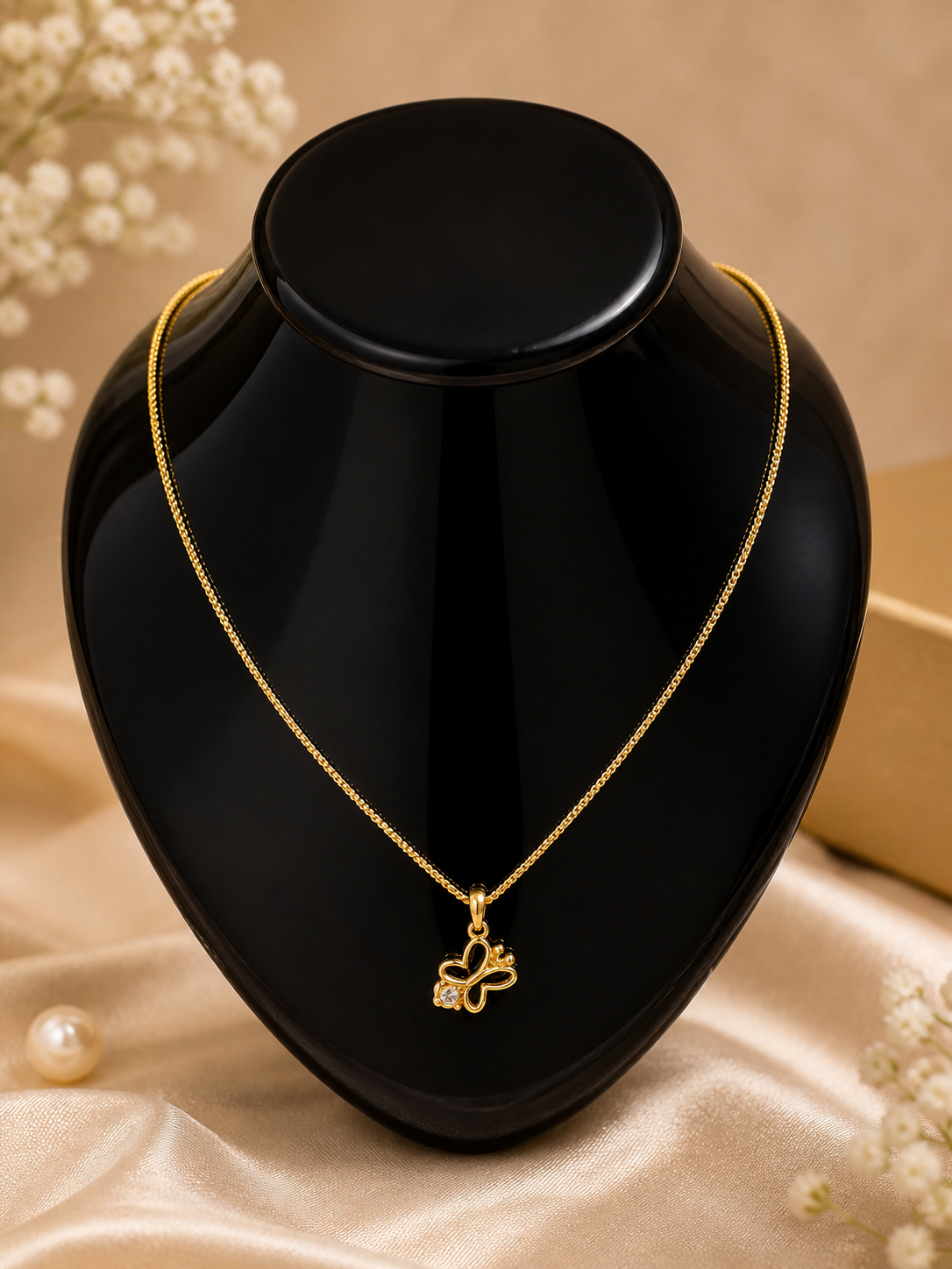 Vellorene Minimal Gold Butterfly Pendant Necklace