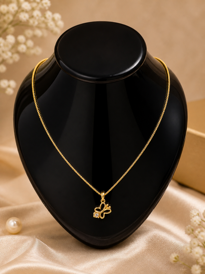 Vellorene Minimal Gold Butterfly Pendant Necklace