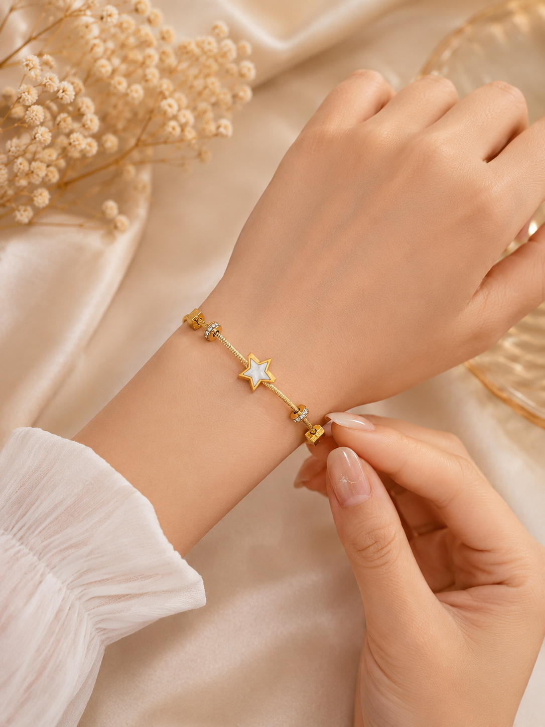 Vellorene Celestia Star Charm Gold Bracelet for Women