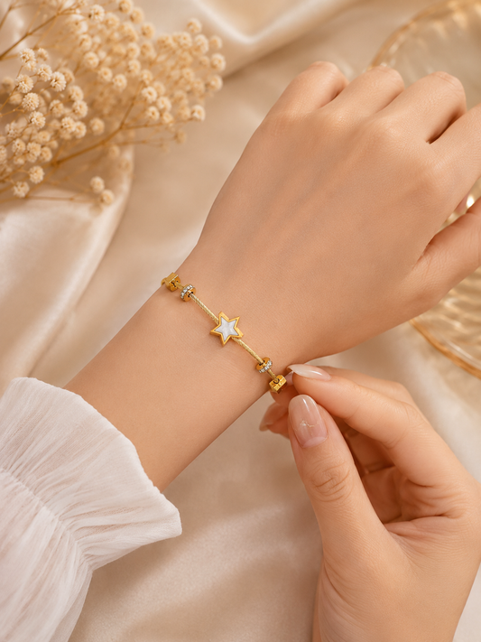 Vellorene Celestia Star Charm Gold Bracelet for Women