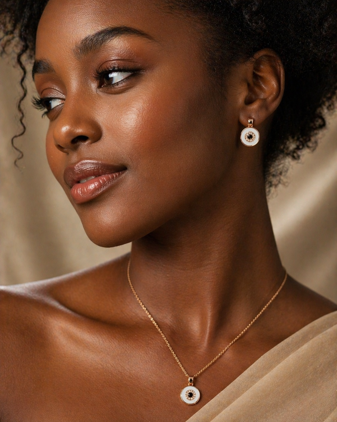 Vellorene Minimal Evil Eye Pendant Necklace – Rose Gold Tone Everyday Luxury