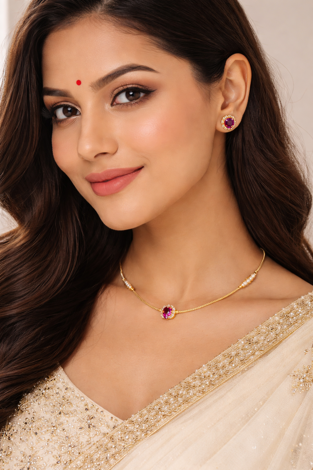 Vellorene Minimal Ruby Pendant Necklace – Elegant Everyday Fashion Jewelry
