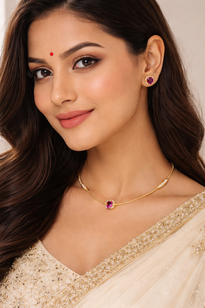 Vellorene Minimal Ruby Pendant Necklace – Elegant Everyday Fashion Jewelry
