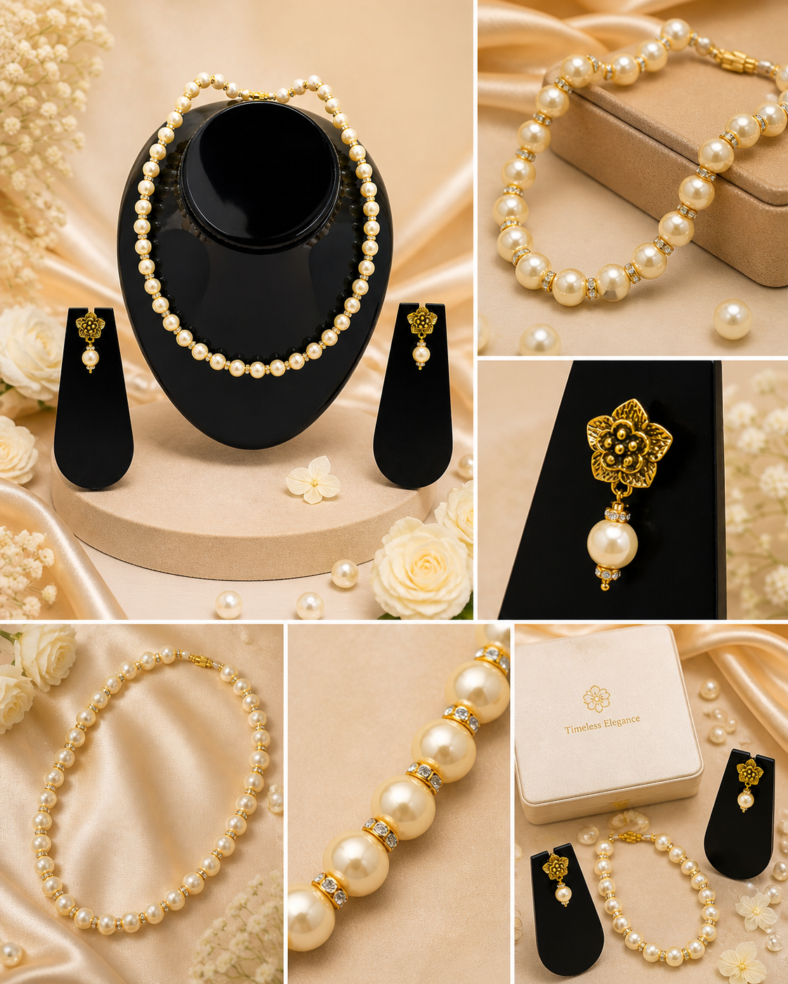 Vellorene Classic Pearl Harmony Necklace Set