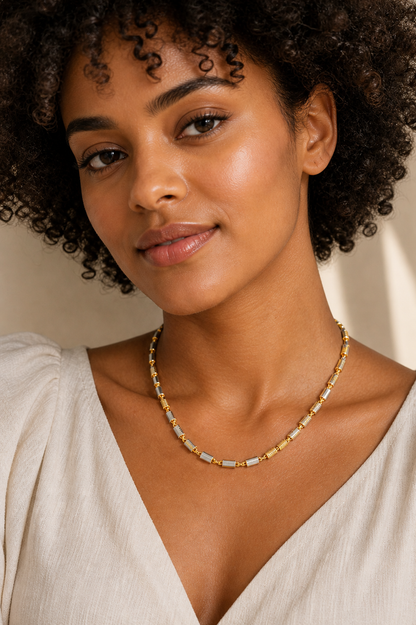 Vellorene Axis Dual-Tone Chain Necklace