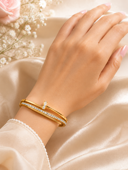 Vellorene Minimal Crystal Gold Bracelet for Women