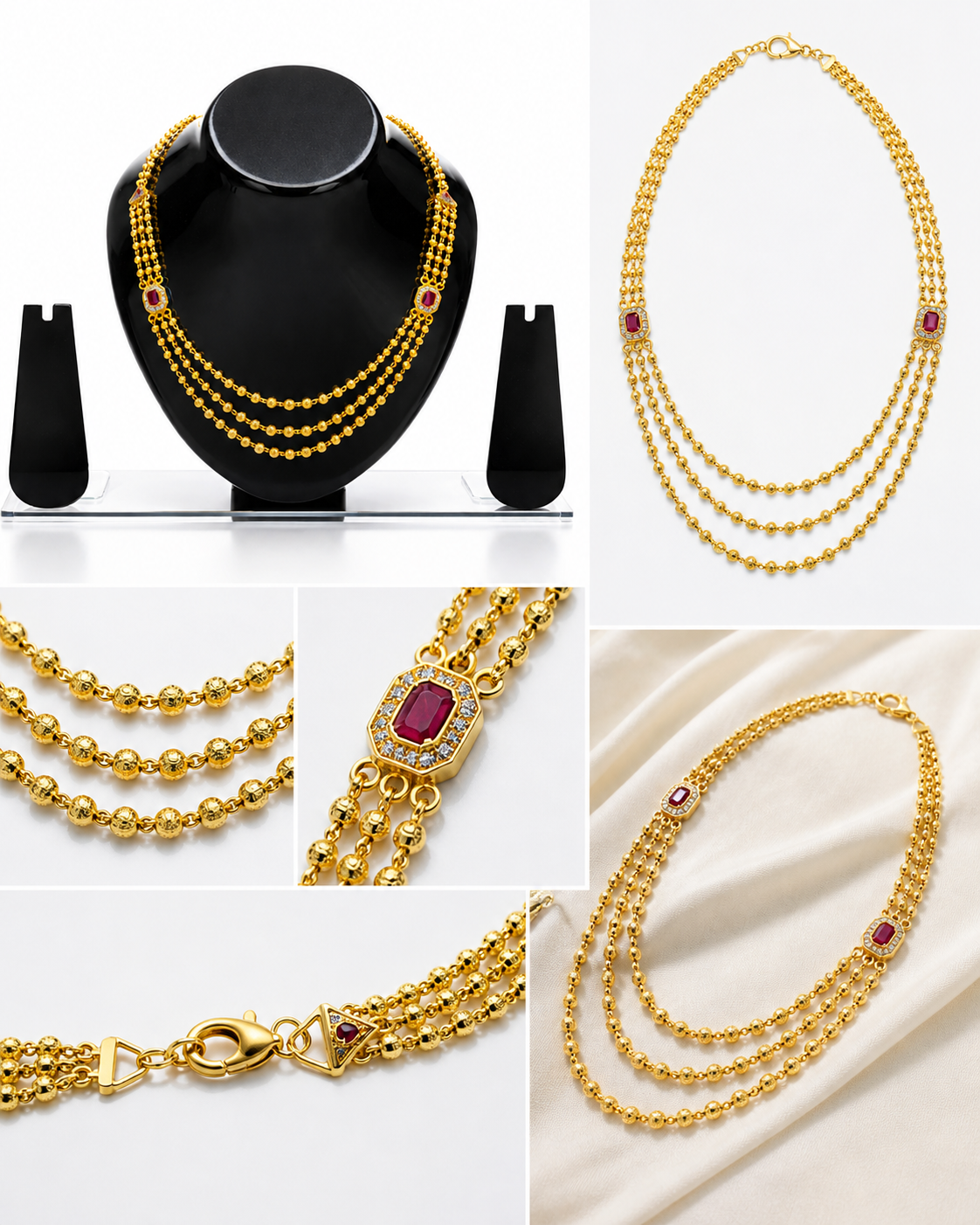 Vellorene Regal Cascade Layered Necklace Set