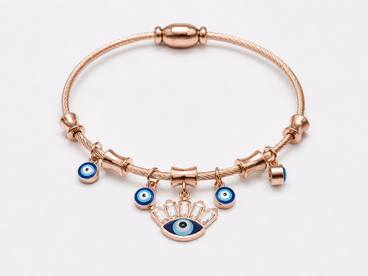 Vellorene Rose Gold Evil Eye Charm Bracelet