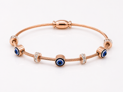 Vellorene Rose Gold Evil Eye Charm Bracelet
