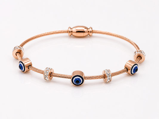 Vellorene Rose Gold Evil Eye Charm Bracelet